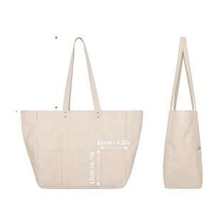 Sac fourre-tout en toile grande capacité multi-poches, sac de shopping en coton durable pour le travail, les affaires, le bureau, les trajets quotidiens, OEM ODM - Product Image 2