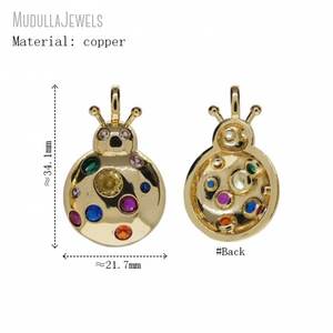 PM50500 Pendentif en cuivre plaqué or <span class=keywords><strong>micro</strong></span>-pavé avec zircone cubique pour coccinelle miraculeuse insecte breloque animale pour la fabrication de bijoux à bricoler soi-même - Product Image 5