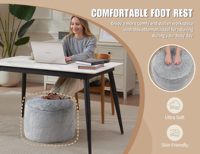 Tabouret pouf rond en peluche tendre et ludique avec couverture en fausse fourrure rose pour chambre et salon