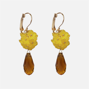 New mosaic flower tassel crystal earrings resin earrings for women - Product Image 6