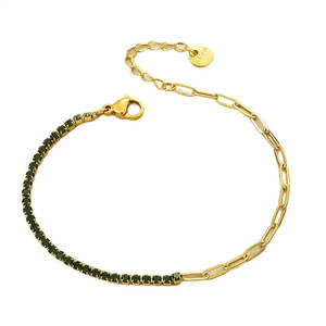 Pulsera y brazalete de moda de acero inoxidable 316L resistente al agua y al deslustre, chapado en oro de 14K y 18K, pulsera tipo tenis para mujer - Product Image 5