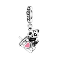 Pulsera de Plata con Circonitas de la Serie Panda, Nueva y en Oferta, para Mujer, Joyería de Moda, Regalo DIY