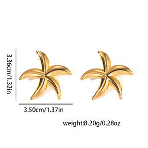 Boucles d'oreilles carrées en acier inoxydable personnalisées, plaquées or 18 carats, boucles d'oreilles sans ternissement, boucles d'oreilles délicates en relief, boucles d'oreilles irrégulières en forme de lave - Product Image 5