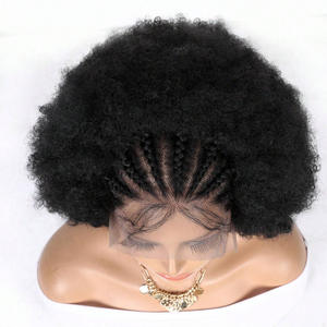 Nouvelle mode 13*4 pleine dentelle avant afrique perruque haute densité naturel noir <span class=keywords><strong>afro</strong></span> crépus bouclés terre sillon <span class=keywords><strong>laine</strong></span> rouleau <span class=keywords><strong>cheveux</strong></span> explosifs - Product Image 5