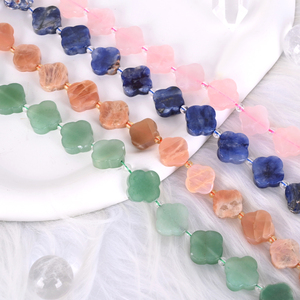 Perles de pierres précieuses naturelles de haute qualité, facettées en forme de trèfle, cristaux de guérison en vrac pour la fabrication de bijoux DIY - Product Image 3