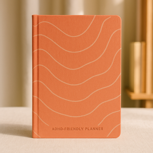 LABON Couverture rigide en lin orange pour l'auto-gestion de la concentration quotidienne, le blocage du temps et le suivi des habitudes, le TDAH Friendly <span class=keywords><strong>Journal</strong></span> Planner - Product Image 1
