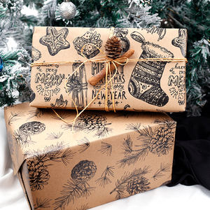 Wholesale 80g Double-Sided Kraft Print <b>Christmas</b> Custom 43cm X 10m Roll Wrapping Paper for Packaging - Product Image 3