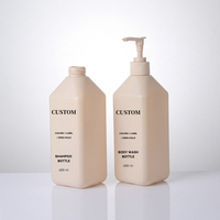 Bouteilles de shampooing carrées uniques en plastique PE de qualité alimentaire écologiques 600 ml avec pompe pour hôtel et maison
