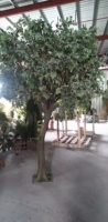 Plante artificielle décorative de 9 mètres, grand arbre ficus banian en métal, bonsaï, arbre ficus vivant avec des feuilles en plastique au toucher réaliste