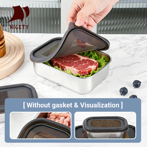 Boîte à <span class=keywords><strong>lunch</strong></span> en acier inoxydable 304 avec fenêtre visible, contenants de stockage alimentaire étanches de 160/650/1300 ml pour le bureau et l'école - Product Image 4