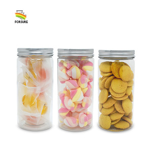 Wholesale 400ml 14oz round PET plastic bottle biscuit cookie Candy honey packaging food grade plastic seal jars with caps