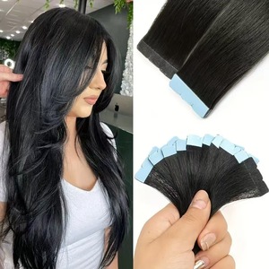 Extensions de cheveux naturels Remy à bandes adhésives en PU, invisibles et sans couture, avec trame en PU injecté, extensions de cheveux naturels bruts, trame adhésive effet peau - Product Image 1