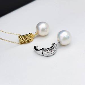 31188DIY Accessoires en perles Pendentif en argent S925 avec perles de 9-13 mm Support vide en or blanc Collier en jade tendance Matériau principal Or - Product Image 3