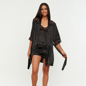 Chemise de nuit en dentelle tendance pour femmes, deux pièces, confortable, douce pour la peau, respirante, sexy, best-seller - Product Image 3