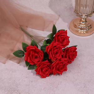 Rosas de Diamante de Lujo con 9 Cabezas, Flores Artificiales Hechas a Mano de Larga Duración, Arreglo Decorativo para Fondo de Boda, Flor de Seda - Product Image 6
