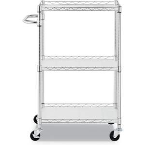 Alera ALESW322416SR 3-Shelf <b>Wire</b> Cart 24 In. X 16 In. X 39 In. with Liners 450 Lbs Capacity Silver Storage Cart - Product Image 1
