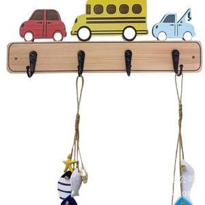 Cartoon wooden children's hooks, wooden door key and <b>clothes</b> <b>rack</b>, wall-mounted <b>rack</b>, decorative children's room <b>clothes</b> hooks - Product Image 5