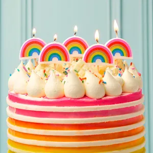 Candele arcobaleno Cupcake Toppers Colorful Rainbow Cake Topper decorazioni di compleanno Picks per la festa di compleanno