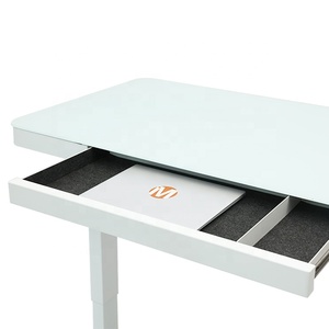 Bàn Mặt Kính 55 Inch Màu Đen Điều Chỉnh Được Chiều Cao Bàn Hình Chữ I Có Ngăn Kéo - Product Image 3