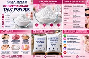 Poudre de talc de qualité cosmétique haute brillance 9095, silicate de magnésium hydraté fin pour maquillage, poudre pour le visage et soins personnels - Product Image 3