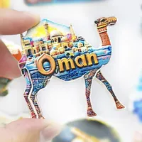Aimants de réfrigérateur 3D en résine Asie Oman Qatar, souvenir touristique, autocollant de réfrigérateur, cadeau artisanal, décoration