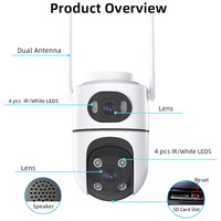Caméra IP 6MP ICSee à double objectif, caméra de sécurité intérieure IP 360 °   Caméra espion PTZ CCTV cachée avec vision nocturne et accès à distance via Wifi