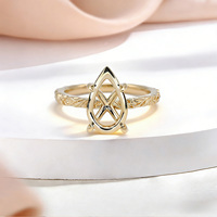 MaiYi Hochwertiger 9K 10K 14K Massivgold-Ring ohne Steine, Halb-Pavé Halb-Montierter Ring für Schmuckherstellung
