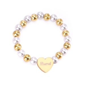 Custom Charm Tennis <b>Bracelet</b> 18k Gold <b>Elastic</b> Stainless Steel 18K Gold Plated Bulk Pearl <b>Bracelet</b> Femme - Product Image 2