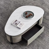 Ensemble de table TV extensible de luxe de 75 pouces Table basse en bois support TV pour salon finition en marbre élégante maison hôtel meubles