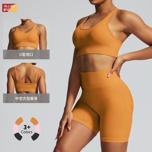 Sujetador Deportivo Allure Body Seamless Yoga, Copa Mediana, Alta Elasticidad, Amarillo, Cuello en V, para Mujer, Entrenamiento, Fitness, Running - Product Image 4