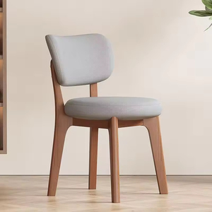 <span class=keywords><strong>Chaise</strong></span> de salle à manger moderne nordique en crème, fabriquée en bois massif et cuir souple, adaptée à l'utilisation hôtelière avec un design écologique - Product Image 4