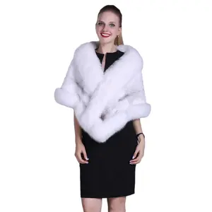 Elegant 100% Real Fox Fur Cape And Stole Women Fur Shawls For Evening Dress