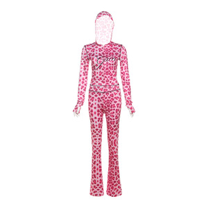 ¡Novedad de 2026! Conjuntos de pantalones acampanados con estampado de leopardo para mujer KJ, ropa de calle Y2K de 2 piezas, ropa corta con capucha, Top informal, chándales nuevos 2025 - Product Image 2