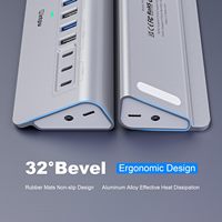 Hub USB-C con Carga PD de 45W y 10Gbps, Cable de Aluminio de 3.3 Pies, 12 Puertos, en Stock para PC/Laptop/iPhone 17/16