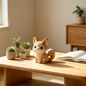 Adorno de Resina para Escritorio con Forma de Gato Naranja Pequeño de Cola Rizada Color <span class=keywords><strong>Caramelo</strong></span>. Esculpido y fundido por Bozhiyi - Product Image 5