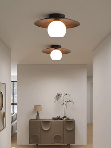 Đèn trần hiện đại theo phong cách Nhật Bản E27 hành lang chiếu sáng lối đi ban công Kính Bắc Âu sáng tạo đèn trang trí bằng gỗ đơn giản - Product Image 5