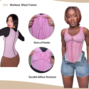 Corset amincissant <span class=keywords><strong>femme</strong></span> overbust à 13 baleines, gaine de maintien abdominal et serre-taille avec fermeture éclair et crochets intérieurs - Product Image 3