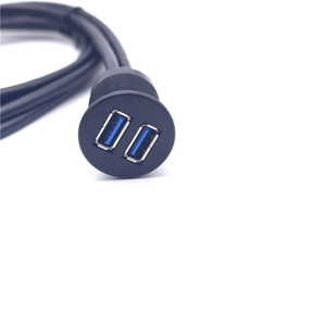 Doppio cavo di prolunga da maschio a femmina USB 3.0 con pannello di montaggio a filo per cavi per motociclette per barche per camion per auto - Product Image 3