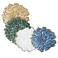Assiettes en verre irrégulières, décorations de mariage, série feuille de maïs à bordure dorée de luxe, personnalisées, roses, écologiques, sans danger pour les aliments, transparentes, perlées