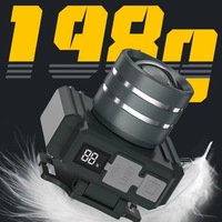 Xinyin Lampu Kepala Cahaya Kuat Laser Putih Zoom Teleskopik Layar Elektronik Digital Output USB IP65 Paduan Aluminium