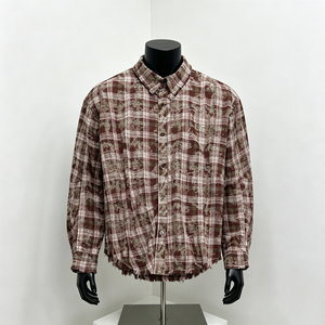 Camisa de Franela Personalizada Estilo Americano Vintage de <span class=keywords><strong>Manga</strong></span> <span class=keywords><strong>Larga</strong></span> con Pedrería y Perlas, Camisa de Franela Holgada para <span class=keywords><strong>Hombre</strong></span> - Product Image 1