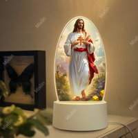 Lampe de nuit LED en acrylique Jésus, lampe de table décorative religieuse chrétienne, alimentée par USB, lumière décorative spirituelle pour la maison