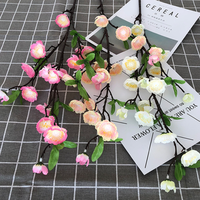 Vente chaude en gros Pêches artificielles et décorations de fleurs de branche Fleurs et plantes décoratives de qualité supérieure