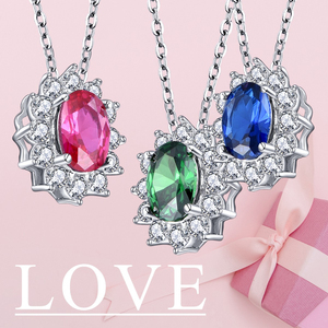 Collar con Colgante de Plata de Ley 925 con Baño de Rodio, Diseño Geométrico Vintage, Zirconia Ovalada, Inspirado en la Princesa <span class=keywords><strong>Diana</strong></span>, para Fiestas, de YILUN - Product Image 3