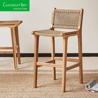 Chaise de bar en teck de haute qualité pour la maison, le jardin, le bar extérieur, chaises en bois avec corde