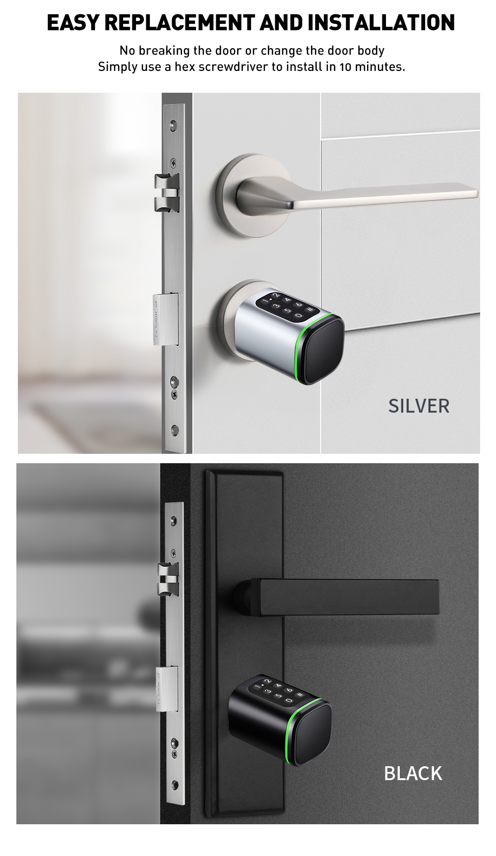 SMARTEK S1K Passcode RFID IC Card KEY TTLOCK APP BLE Door Smart Cylinder Lock For Replacing Old Mechanical Cylinder