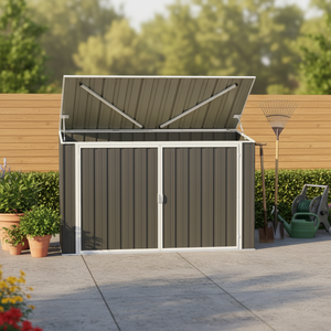 EST15586-H140 <span class=keywords><strong>Abri</strong></span> de rangement en métal pour extérieur, jardin, <span class=keywords><strong>piscine</strong></span>, patio, <span class=keywords><strong>abri</strong></span> à outils, bac à déchets, <span class=keywords><strong>abri</strong></span> de jardin, <span class=keywords><strong>abri</strong></span> de rangement pour <span class=keywords><strong>piscine</strong></span>, <span class=keywords><strong>abri</strong></span> de rangement pour patio, direct usine - Product Image 3