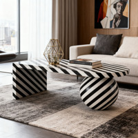 Table basse latérale de luxe italienne à rayures noires et blanches pour salon, appartement, bureau, hôtel – Fabricant de meubles décoratifs