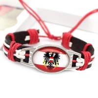 233 pays/régions peuvent personnaliser les drapeaux nationaux, les promotions de la fête nationale, les cadeaux de bracelet en cuir à breloques rondes