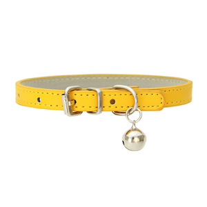 Pet Collars Leather Adjustable With Bell For Cats And <b>Dogs</b> Small Medium Size Trendy Ins Style Monochrome Design - Product Image 5